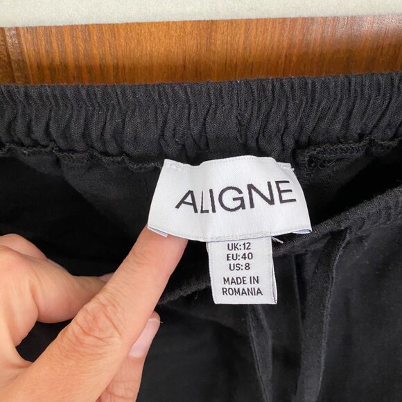 Aligne Darla Linen Trousers in Black with Ankle Tie | Size 8 - Picture 8 of 8